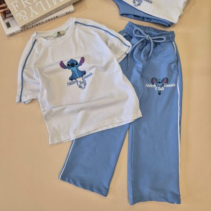ست تیشرت شلوار استیچ دخترانه💙